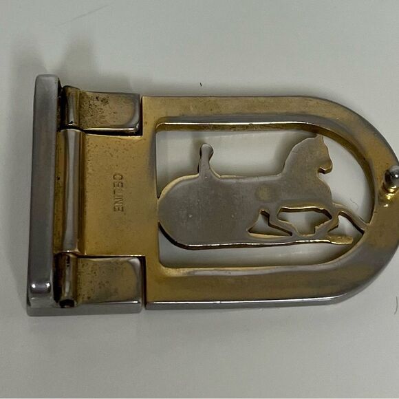 Authentic Old Celine Gold Belt Buckle C And Carriage Motif - Picture 4 of 5